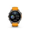 GARMIN - Fénix 8 – 47 mm, AMOLED  Sapphire, Titanium avec bracelet en silicone orange/graphite