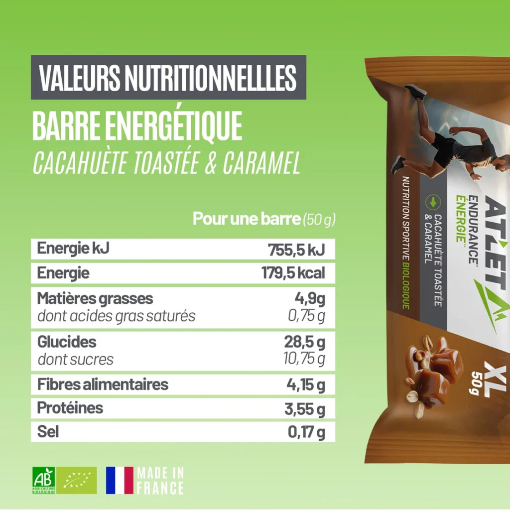 Barre Energétique Cacahuète toastée et Caramel Bio