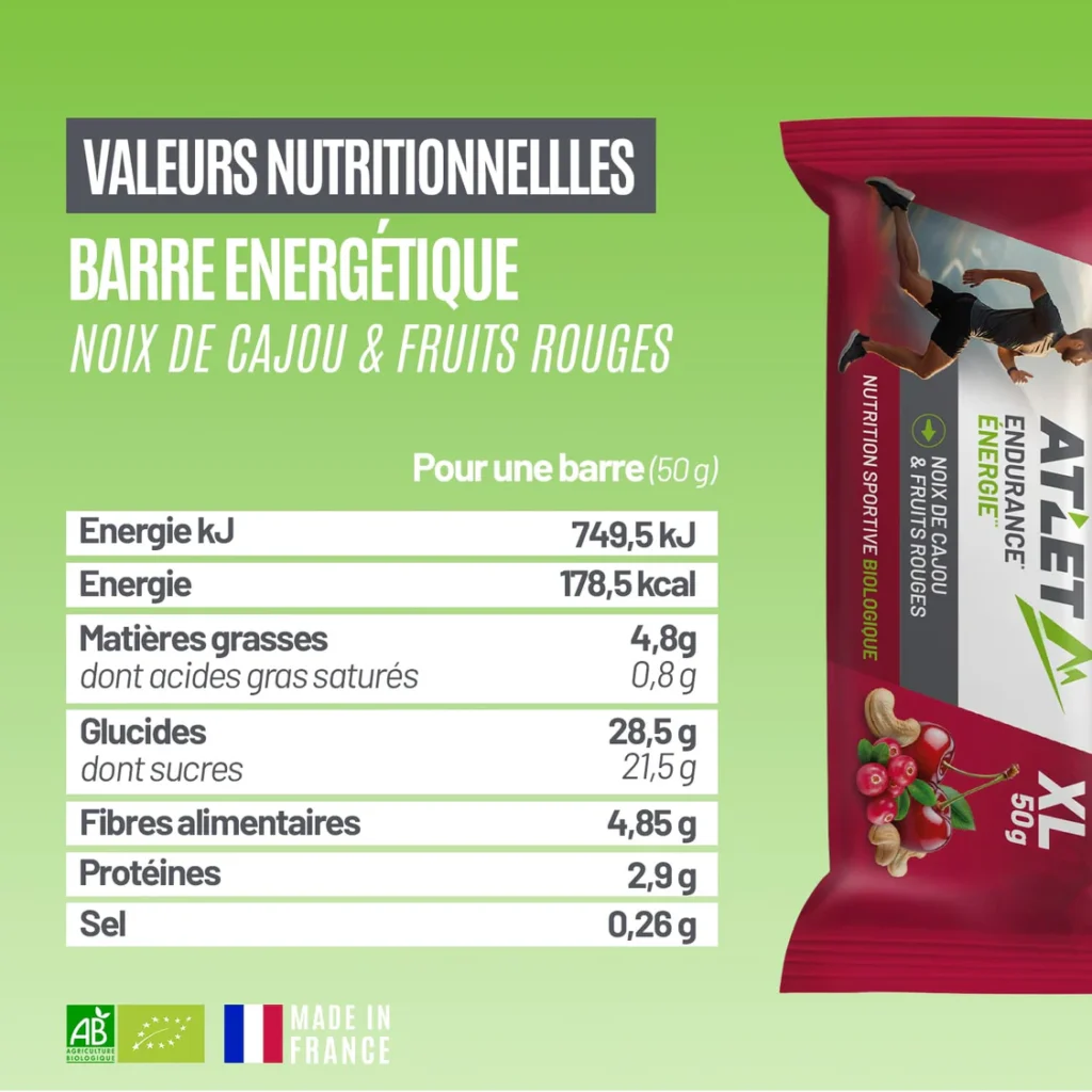 Barre Energétique Noix de cajou et Fruits rouges Bio