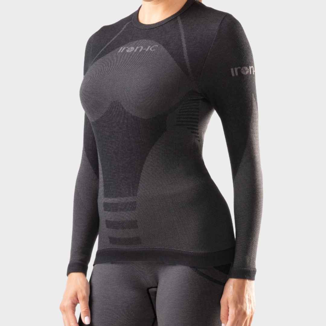 IRON-IC - T-SHIRT Baselayer Femme Thermo Cashmere Noir